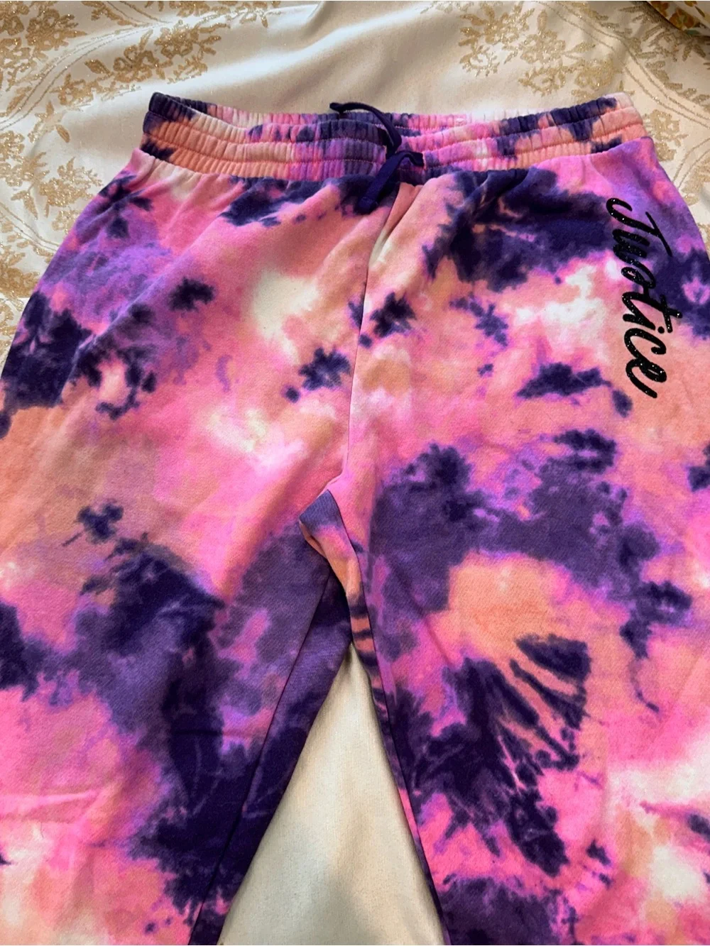 Justice Girls' Pink & Purple Tie-Dye Jogger Sweatpants XL Plus